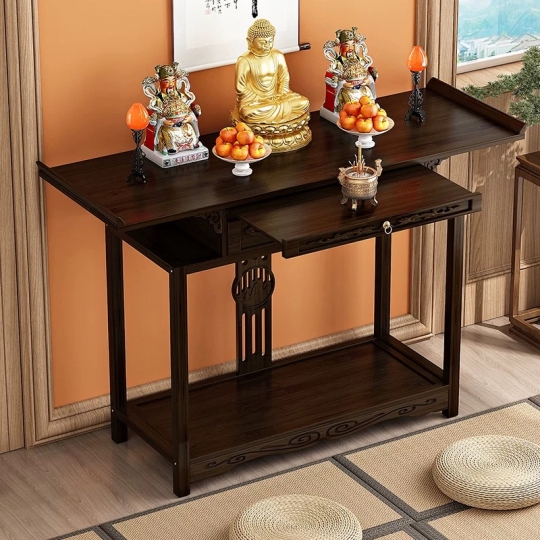 ￼Bàn Thờ Phật, Kệ Thờ Nhỏ Gọn Phù Hợp Mọi Không Gian Chất Liệu Gỗ Tre Cao Cấp, Bàn tủ thờ Phong Cách MANGO DECOR